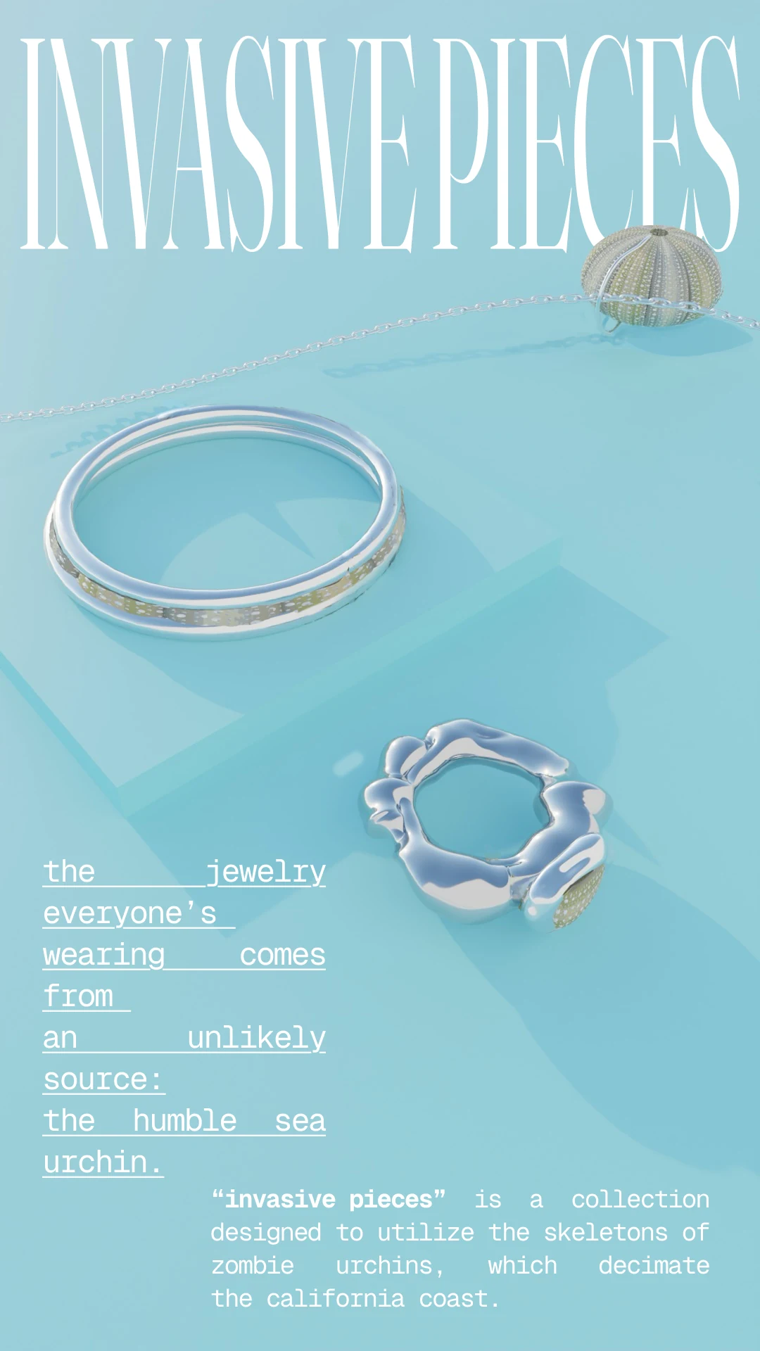 Invasive Pieces: jewellery made from sea urchin skeletons